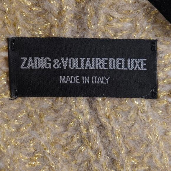 Zadig & Voltaire Deluxe Long Sleeve Open Front Cardigan Brown/Gold  Size Small - Picture 5 of 6